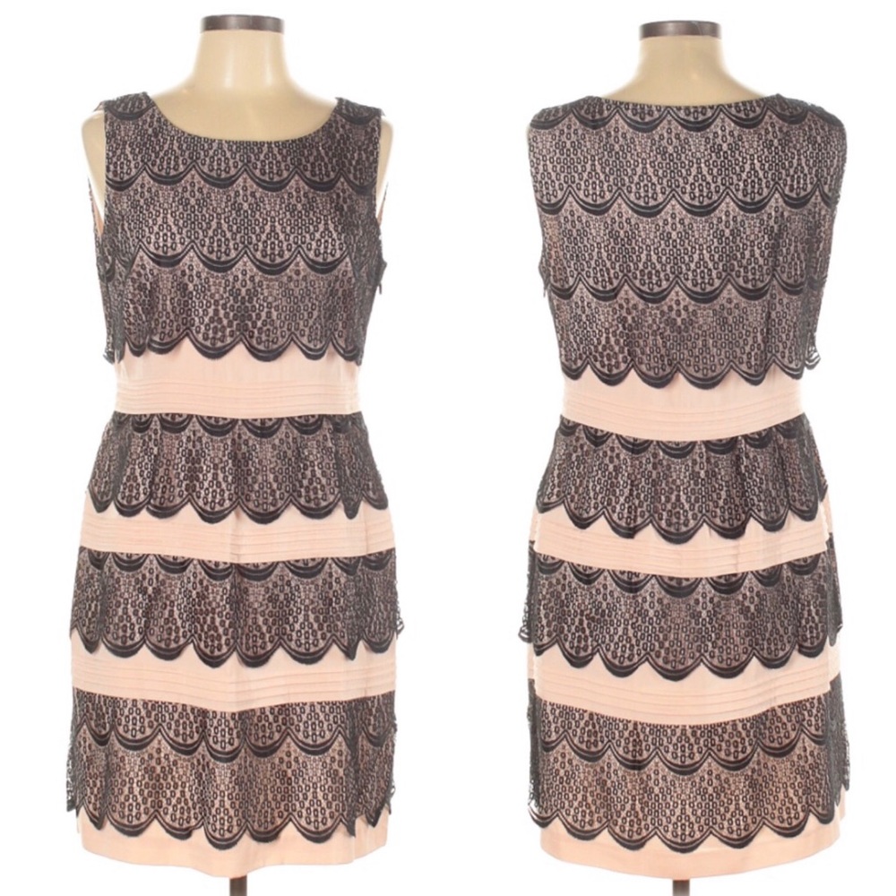 BCBGMaxAzria Lorenna Blush Pink Lace Sheath Dress